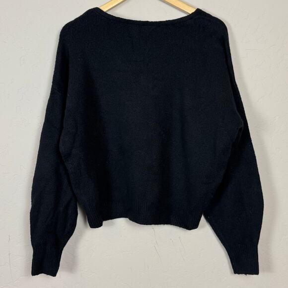 Madewell V-Neck Cozy Cotton Wool Wedge Sweater NWT Size Medium Puff Sleeve $78 - Picture 3 of 11